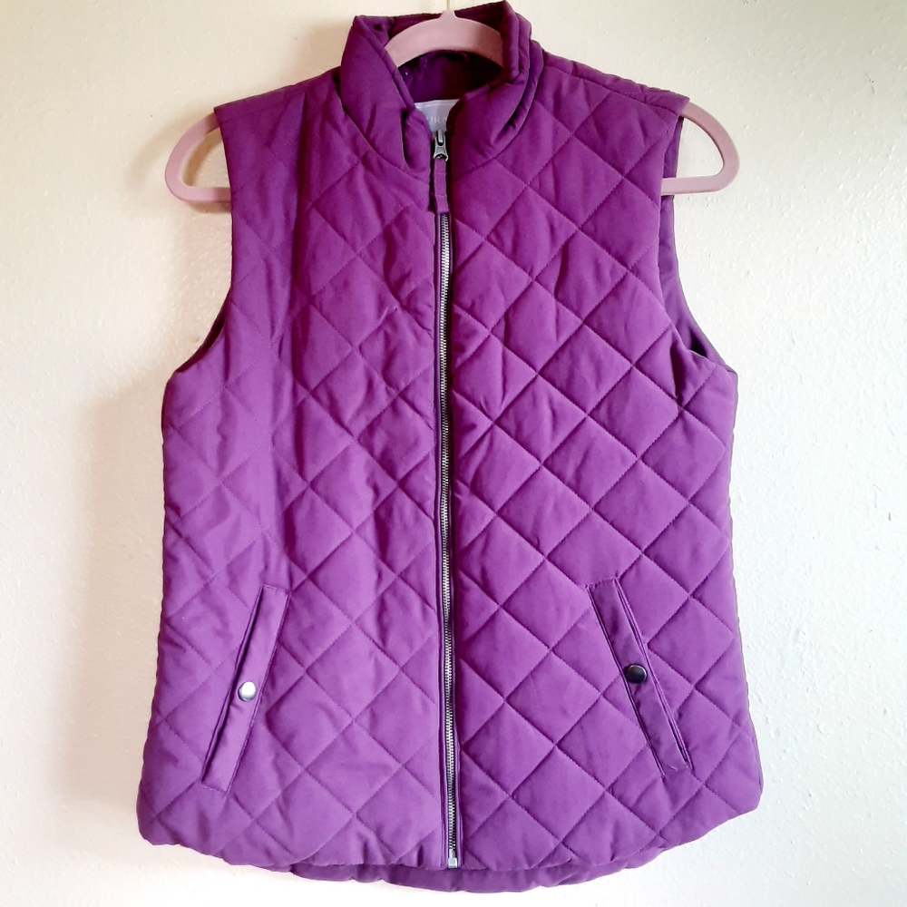 Laura Ashley Quilted Lined Vest Purple Medium
